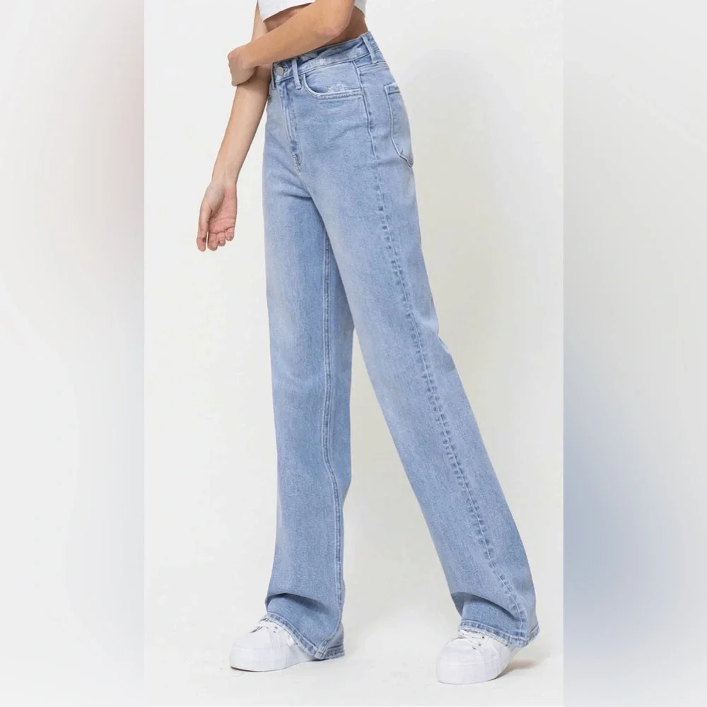 NEW Flying Monkey 90’s High Rise Stretch Flare Wide Denim Jeans Classic Trendy